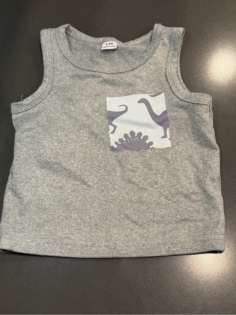 SHEIN Gray Dinosaur Pocket Tank Top for Kids